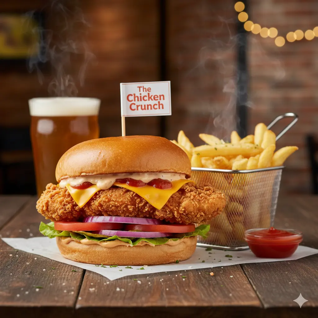 Chicken burger with crispy fries at Fritou in Regina, SK